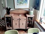 Antiek dressoir Amsterdamse school met coromandel accenten, Ophalen, 150 tot 200 cm, Eikenhout, 25 tot 50 cm