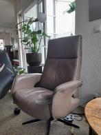 Stoel leder met draaipoot taupekleurig, Huis en Inrichting, Ophalen, Zo goed als nieuw, Metaal, 50 tot 75 cm