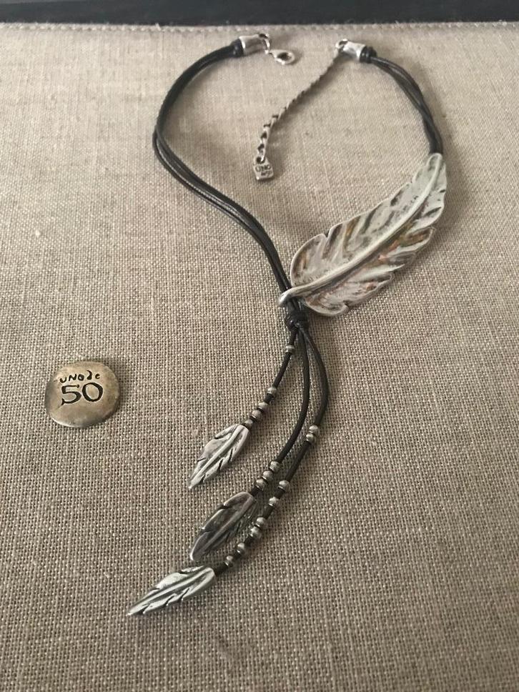 uno de 50 ketting (1) veer met hanger, Sieraden, Tassen en Uiterlijk, Kettingen, Nieuw, Overige materialen, Zilver, Met hanger