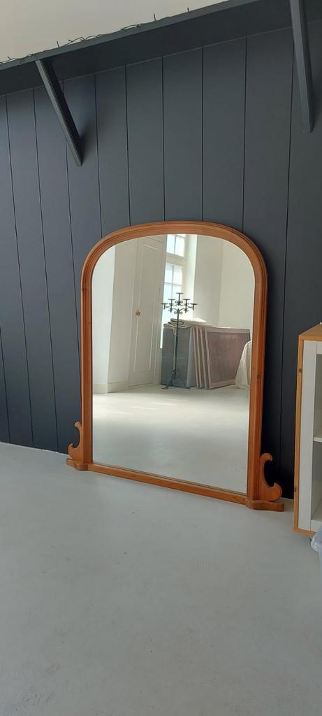 Grote Spiegel met Grenen Rand, Huis en Inrichting, Woonaccessoires | Spiegels, Gebruikt, 125 cm of meer, 100 tot 150 cm, Overige vormen