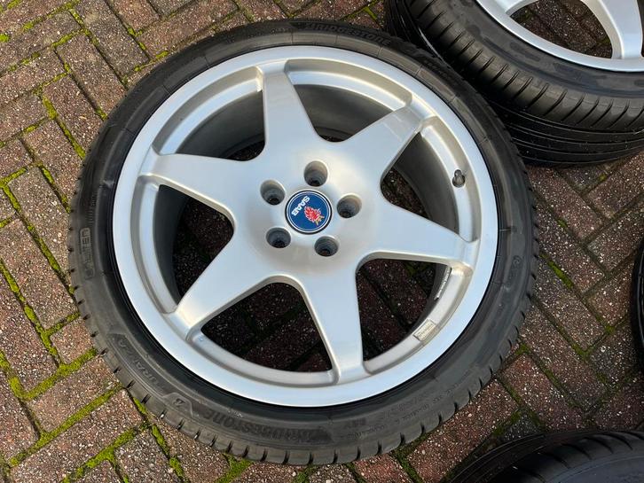 18 inche Hirsch Saab 9-3 / 9-5 Velgen met Banden, Auto-onderdelen, Banden en Velgen, Banden en Velgen, Zomerbanden, 18 inch, 225 mm