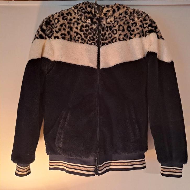 Zachte jas met panterprint - Maat M/L, Kleding | Dames, Jassen | Zomer, Zo goed als nieuw, Maat 38/40 (M), Zwart, Ophalen of Verzenden