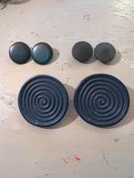 Vintage retro boho oorclips oorbellen clips zwart blauw rond, Ophalen of Verzenden, Zo goed als nieuw, Zwart, Overige materialen