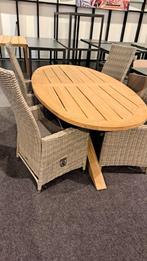 Tuinset ovale tafel met 4 stoelen, Tuin en Terras, Ophalen, 4 zitplaatsen, Teakhout, Zo goed als nieuw