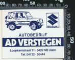 Sticker: Autobedrijf Ad Verstegen - Suzuki - Uden, Verzenden, Zo goed als nieuw, Auto of Motor