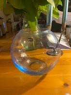 Bol vaas . Boheems Crystal ,blauw met sticker , vintage, Ophalen of Verzenden, Zo goed als nieuw