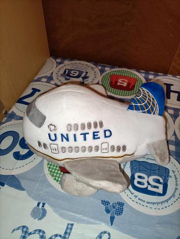 Vliegtuig knuffel United 21 cm groot 