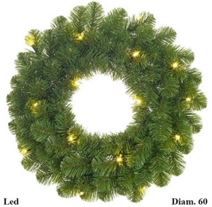 Krans Norton groen met LED Diam. 60, Huis en Inrichting, Woonaccessoires | Kransen, Nieuw, Verzenden