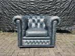 Prachtige Chesterfield club fauteuil jeans blauw, Ophalen of Verzenden, Zo goed als nieuw, 75 tot 100 cm