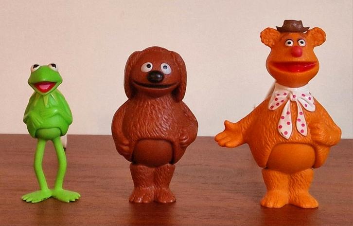The Muppet Show Stick Puppets Kermit Fozzie Rowlf de Muppets, Verzamelen, Poppetjes en Figuurtjes, Zo goed als nieuw, Ophalen of Verzenden