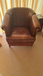 Zeer nette lederen fauteuil, bruin leer., Ophalen, Zo goed als nieuw, 50 tot 75 cm, Leer