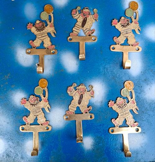 Kapstokhaken. Kinderkamer. Messing. Geëmailleerd.  6 stuks., Huis en Inrichting, Woonaccessoires | Kapstokken, Zo goed als nieuw