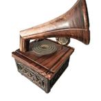 Klein Model Houtsnijwerk Mini Platenspeler als Decoratie, Ophalen of Verzenden