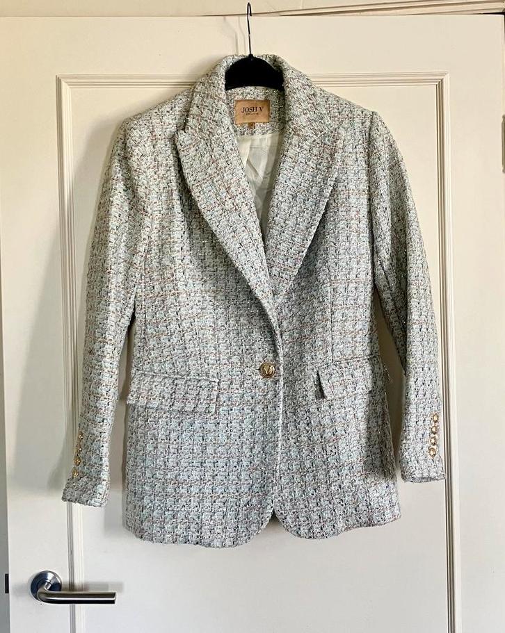 Powder Blue JoshV, Josh V Boucle blazer in maat XS., Kleding | Dames, Jasjes, Kostuums en Pakken, Nieuw, Jasje, Maat 34 (XS) of kleiner