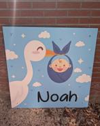 Geboortebord Ooievaar blauw, Kinderen en Baby's, Ophalen, Gebruikt, Geboortebord