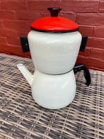 Brocante, vintage emaille cafetiere/koffiepot JAPY roomwit, Ophalen of Verzenden