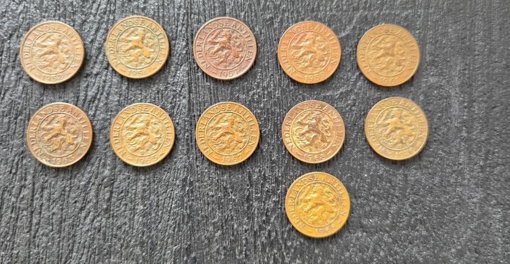 1 cent Nederlandse Antillen 1952/1970 brons compleet 11 Pc., Postzegels en Munten, Munten | Nederland, Ophalen of Verzenden, Koningin Juliana