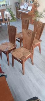 Set van 4 vintage Brutalist jaren 70 stoelen, Ophalen, Zo goed als nieuw, Bruin