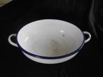 Ovale witte teil emaille met donkerblauwe rand, Antiek en Kunst, Antiek | Emaille, Ophalen