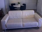 Ecru witte lederen 2,5 zits bank, Huis en Inrichting, Ophalen, Gebruikt, 150 tot 200 cm, Tweepersoons