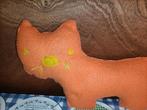 Vintage oranje kat poes van Difrax met rammelaar, Ophalen of Verzenden