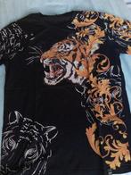 Zwart T-shirt met tijgerprint - XL, Kleding | Heren, Ophalen of Verzenden, Zo goed als nieuw, Maat 56/58 (XL), Zwart