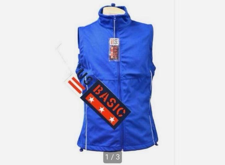 US Basic Heren Soft Shell BodyWarmer + Reflecterende strepen, Kleding | Heren, Bodywarmers, Nieuw, Overige maten, Blauw, Ophalen of Verzenden