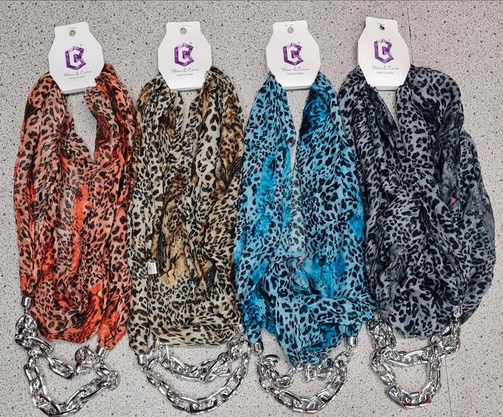 Partij Sjaals met Ketting - Diverse Kleuren, Kleding | Dames, Hoeden en Petten, Nieuw, One size fits all, Ophalen of Verzenden