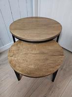 2 stoere en speelse bijzettafels van massief mangohout , Huis en Inrichting, Overige houtsoorten, Minder dan 50 cm, 50 tot 100 cm