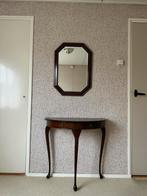 Notenhouten halvemaantafel en spiegel, Ophalen, Overige vormen, 50 tot 100 cm, Minder dan 100 cm