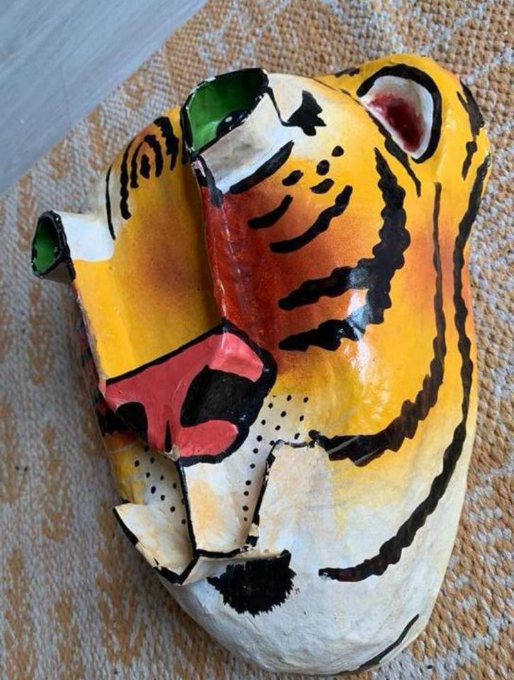 Papier mache Haitian Aumakua tijger masker, Antiek en Kunst, Kunst | Niet-Westerse kunst, Ophalen of Verzenden