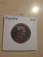 Zilveren Gulden 1854 - Willem III - Zeer Fraai, Ophalen of Verzenden, Overige typen