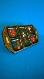 Vintage Hand-Painted Serving Tray | Floral & Mushroom, Huis en Inrichting, Woonaccessoires | Dienbladen, Verzenden, Gebruikt, Rechthoekig