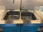 Dubbele Spoelbak RVS, Huis en Inrichting, Keuken | Keukenelementen, Gebruikt, Overige kleuren, Minder dan 100 cm, 50 tot 75 cm