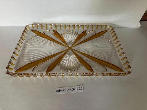 Boheems Kristal rechthoekige serveer schaal / ADV#BoHgls 25, Antiek en Kunst, Antiek | Glas en Kristal, Ophalen