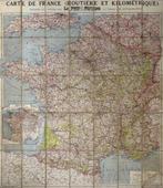 Antieke Carte de France nostalgische route kaart op canvas, Antiek en Kunst, Curiosa en Brocante, Ophalen of Verzenden