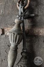 Houten klos ornament hanger leren veter hang stoer sober, Verzenden, Nieuw