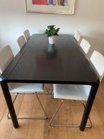 Moderne zwart houten Eettafel met 6 Stoelen1.80x90, Gebruikt, 100 tot 150 cm, 200 cm of meer, Ophalen of Verzenden