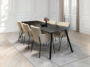 6 nieuwe eetkamerstoelen in teddystof lichtbruin beschikbaar voor biedingen