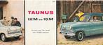 Brochure Ford TAUNUS 12M en 15M (wereldbol), 1957/1958 (NL)., Ford, Ford Fabriek Amsterdam., Nieuw, Ophalen of Verzenden
