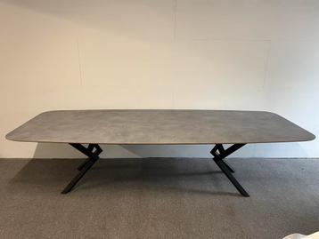 Deens ovale eettafel HPL beton print 300x120 beschikbaar voor biedingen