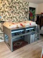 Bed, halfhoogslaper met bureau, Ophalen, Gebruikt, 90 cm, Eenpersoons