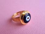 jwg Vintage 90s evil eye oog oogje ring blauw email goud kl, Sieraden, Tassen en Uiterlijk, Antieke sieraden, Verzenden, Overige materialen