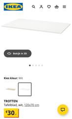 Ikea Tafelblad Wit 120x70 - TROTTEN Compatible, Huis en Inrichting, Kunststof, 100 tot 150 cm, Nieuw, Tafelblad