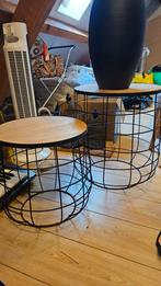 Set van 2 Draadstalen Bijzettafels, Huis en Inrichting, Tafels | Bijzettafels, Minder dan 45 cm, Minder dan 55 cm, Rond, Ophalen of Verzenden