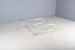 Hollywood Regency salontafel, messing, perspex. Design 60s, Ophalen, Gebruikt, Hollywood regency, Vierkant