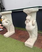 Consoletafel met stenen vogelpoten, Huis en Inrichting, Tafels | Sidetables, Ophalen, Gebruikt, 100 tot 150 cm, Glas