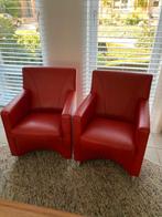 2 Leolux Dolcinea Fauteuils in Leer Senso Ferrari rood, Ophalen, Tijdloos design, Zo goed als nieuw, 50 tot 75 cm