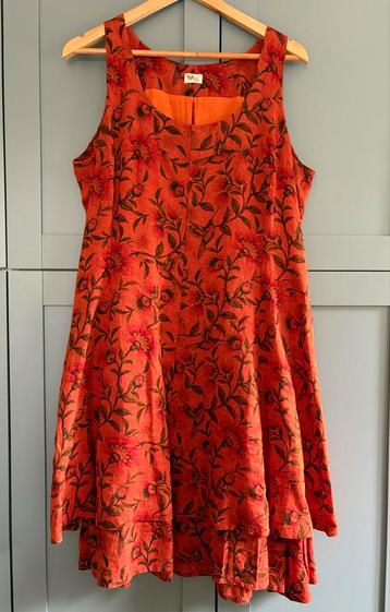 Heart Linnen Jurk XL Oranje/rood Bloemen beschikbaar voor biedingen