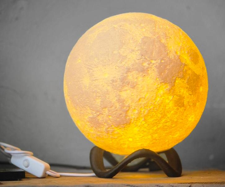 3D Geprinte Maan Lamp - Sfeervolle Verlichting, Huis en Inrichting, Lampen | Tafellampen, Nieuw, Minder dan 50 cm, Kunststof, Ophalen of Verzenden